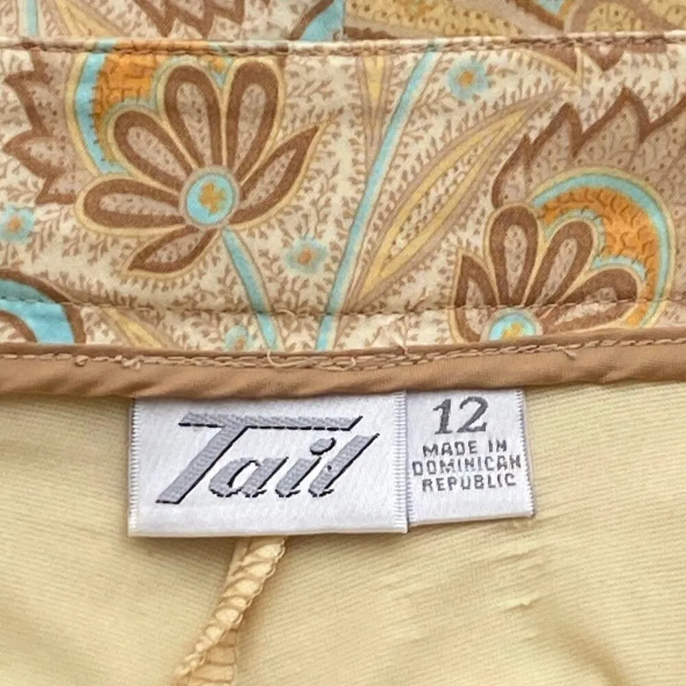 TAIL Tan & Teal Paisley Mini Skirt GOLF Tennis Activewear Pockets Skort ~Size 12 - Image 5