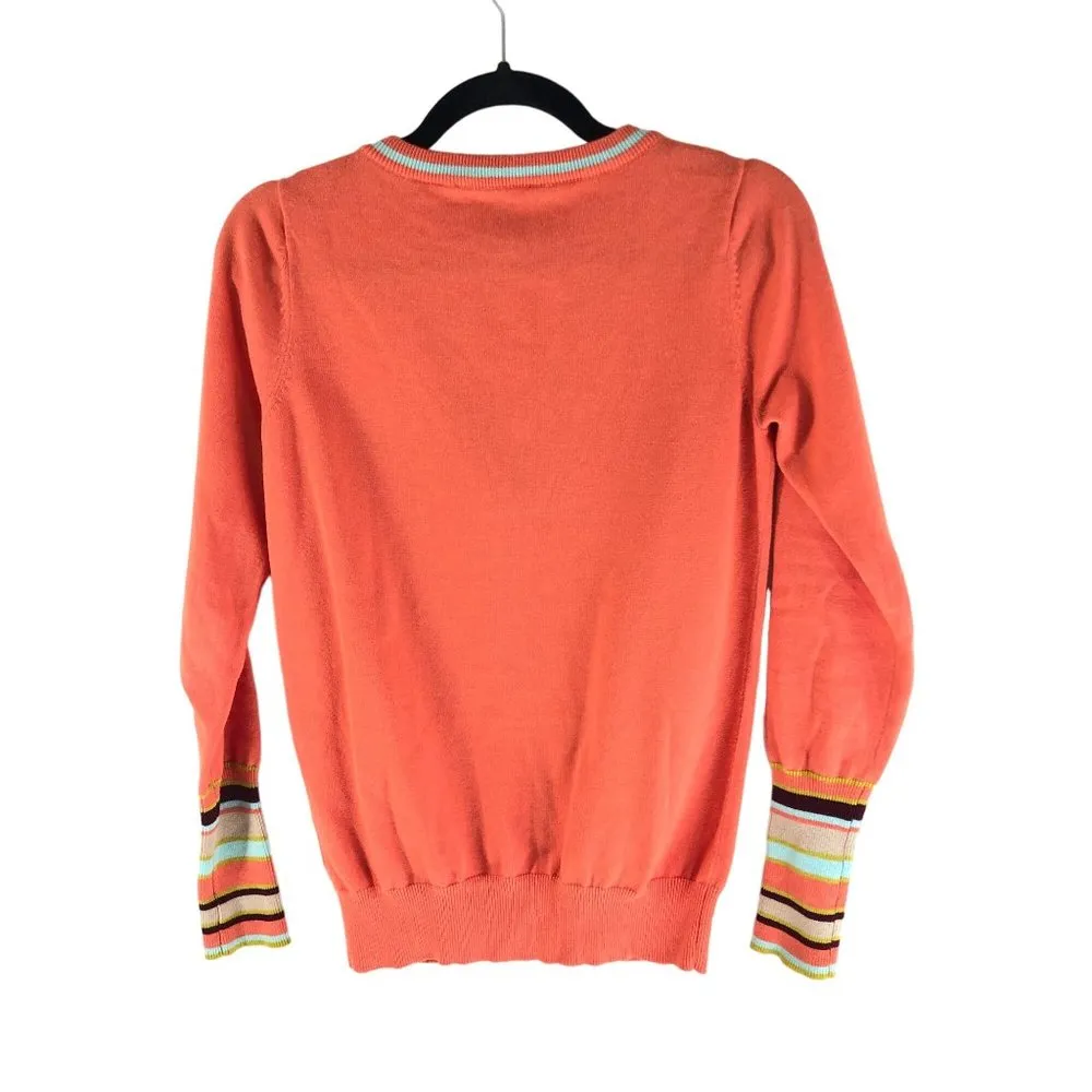 Modcloth Womens Cardigan Sweater Button Front V Neck Orange S - Image 2