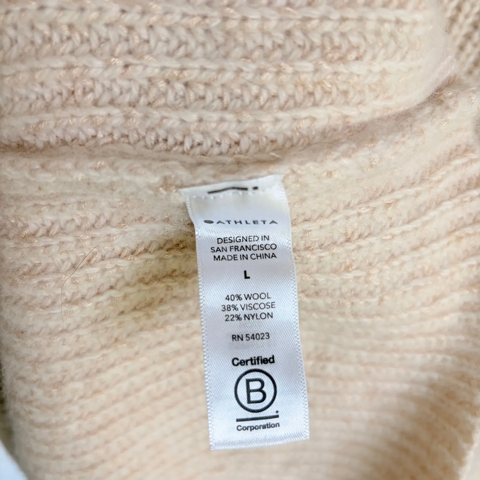 Athleta Wool Blend Knit Chunky‎ Tan Sweater Women's Large Beige Warm Winter Fall - Image 6