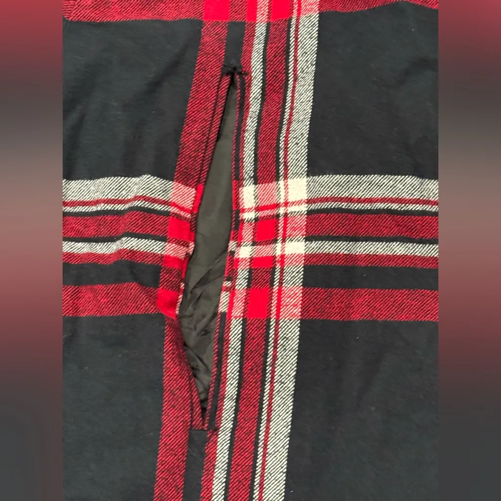 Cooperative Red and Black Plaid Hooded Cape - Image 7