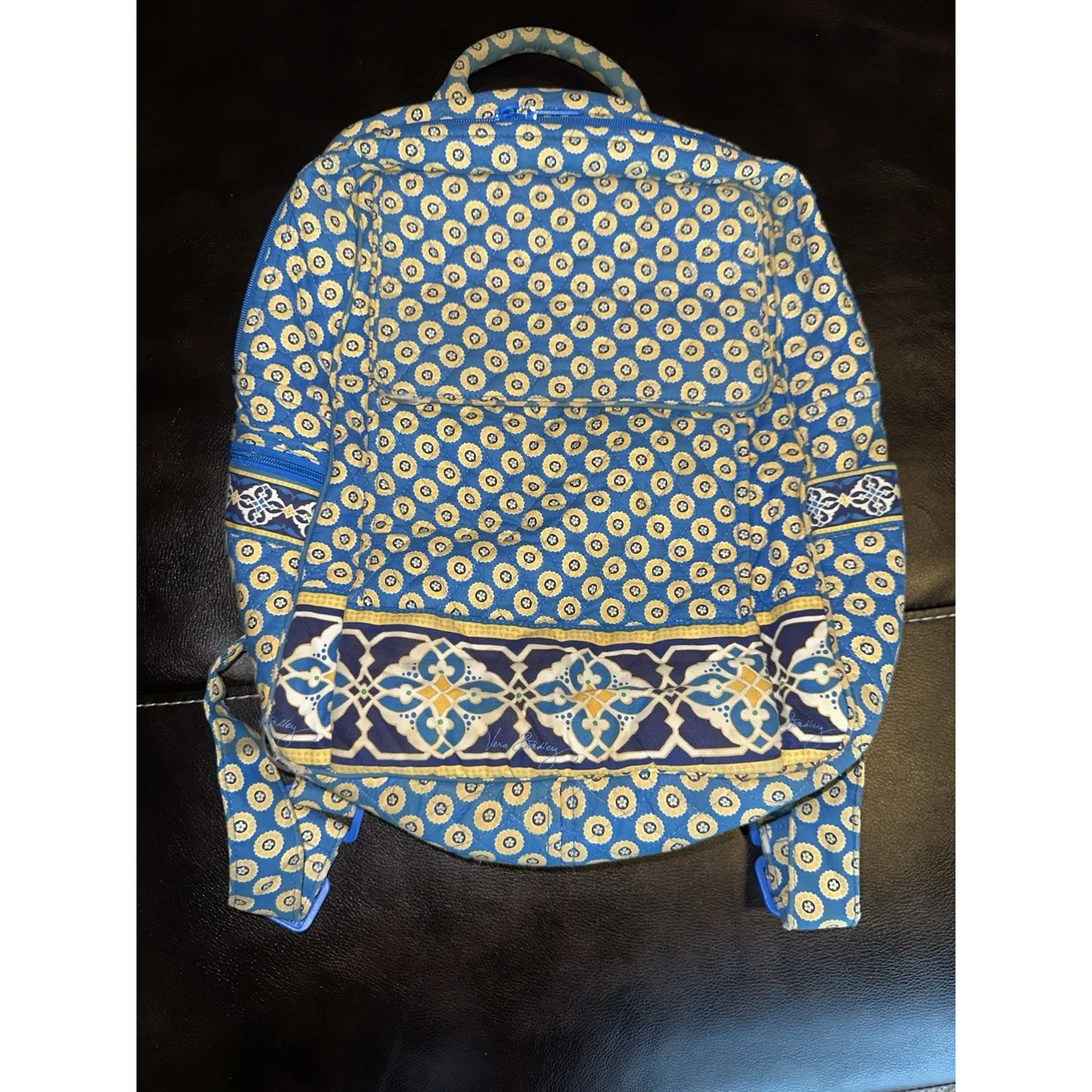 VERA BRADLEY Riviera Blue/Yellow‎ Floral Pattern Back Pack - Image 2