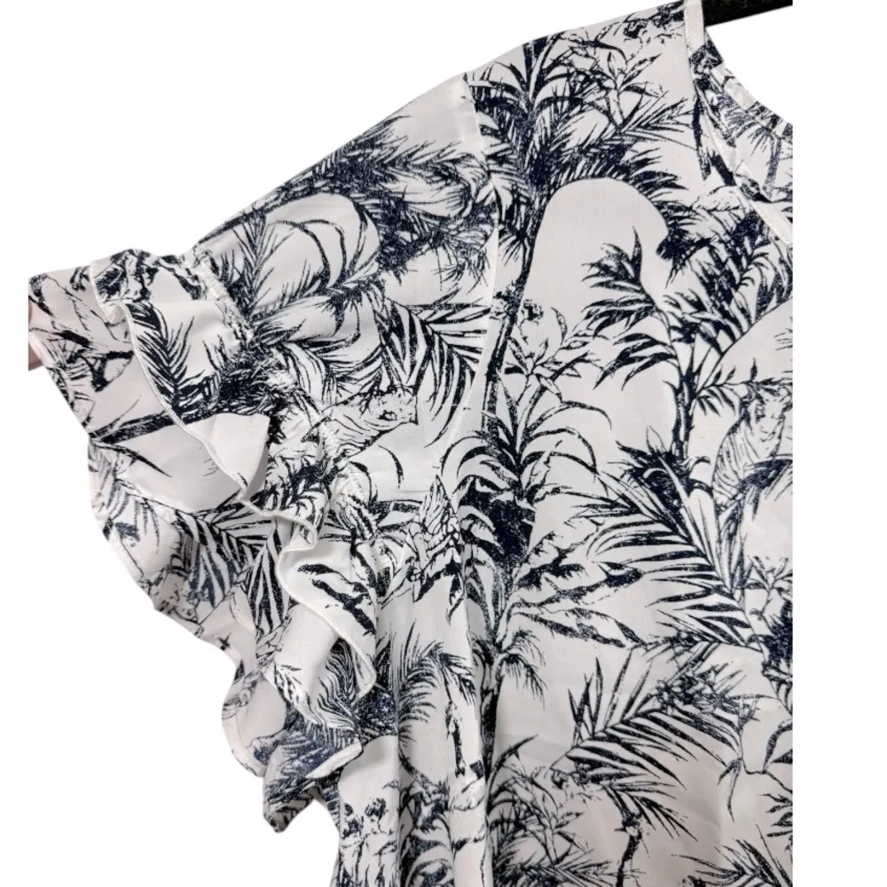 NWT Lane Bryant Tiger Birds Tropical Print Flutter-Sleeve‎ Crew-Neck Top 20 - Image 12