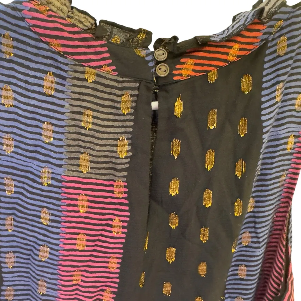 Tuckernuck Oliphant Metallic Dot Multicolor Tiered‎ Maxi Dress Boho Black M Pink - Image 5