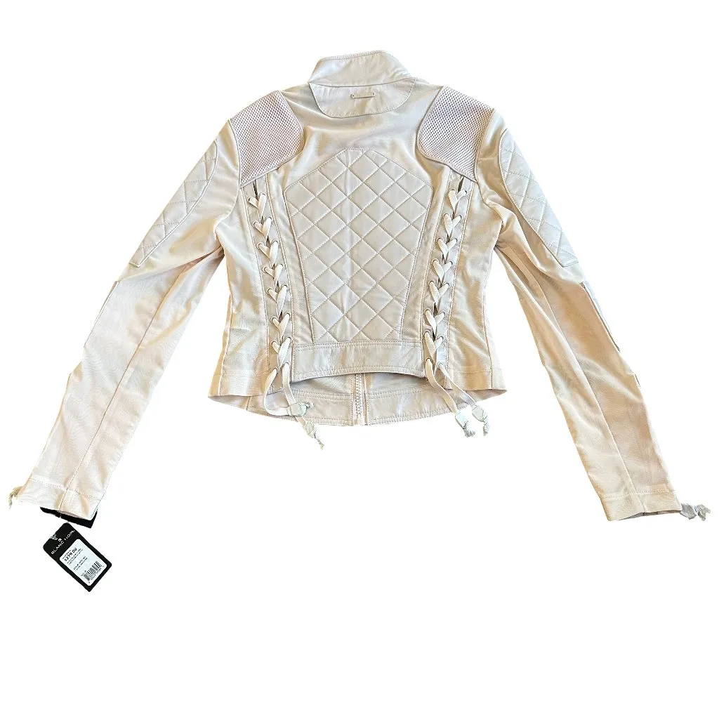 Blanc Noir Leather Mesh Moto Jacket Zip - Image 7