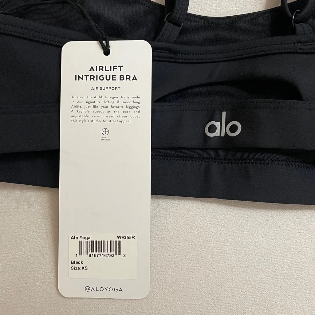 NWT Alo Yoga Airlift Intrigued Sports Bra Black Size XS - Image 10