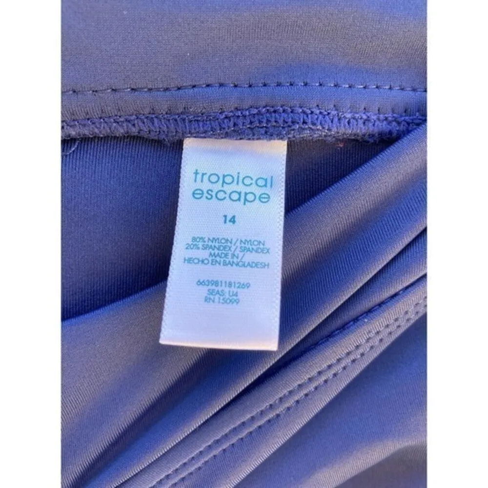 Tropical Escape Womens Size 14 Boyshort Swimsuit Swim Boy Short Bottoms Blue New - Image 4