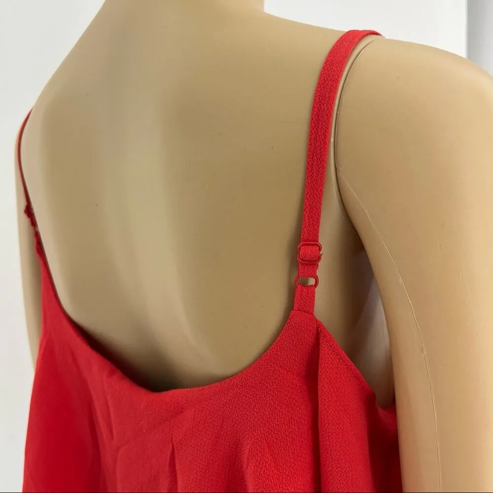 Bobeau SMALL Orange Ruffle Tiered Spaghetti Strap Top Blouse - Image 5