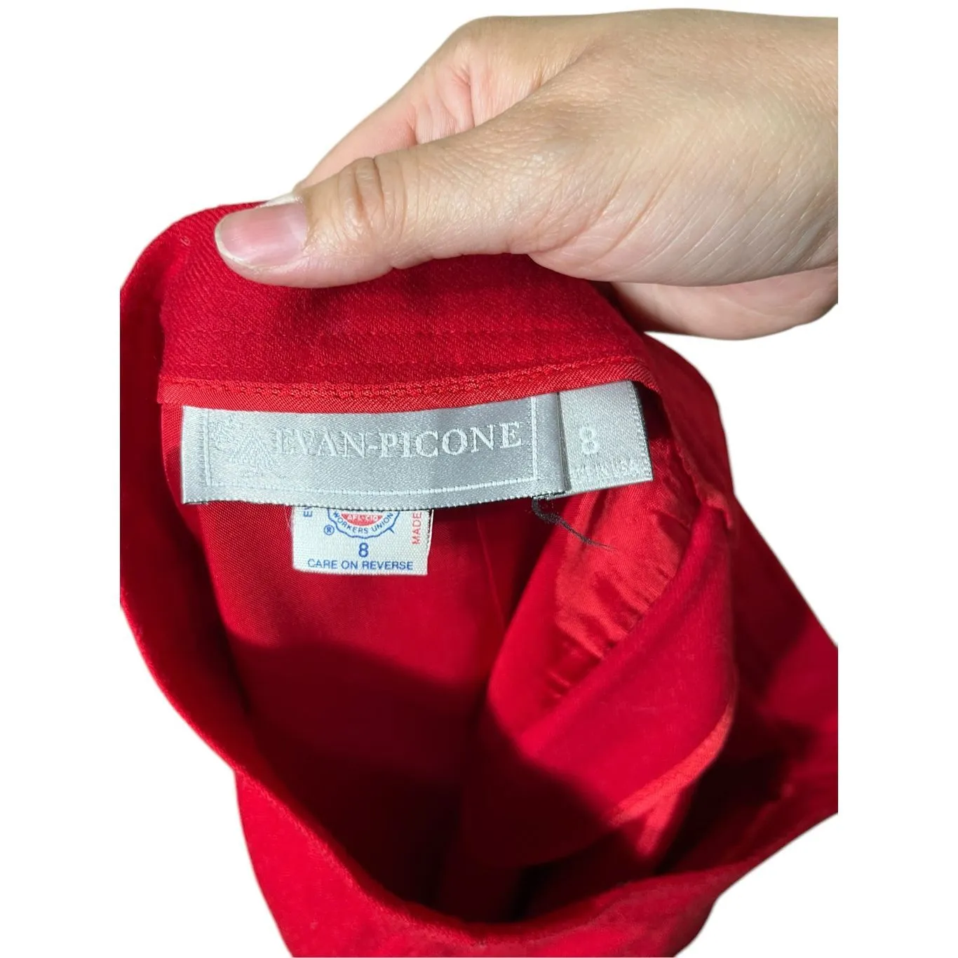 Vintage Evan Picone 100% Wool‎ Skirt Womens Size 8 Red Lined Union Made USA - Image 7
