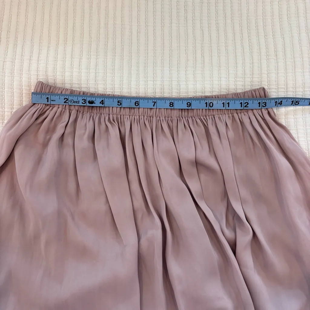 The Nines Boutique Satin Pleated Mauve Midi Skirt Elastic Waist Women's Small - Image 9