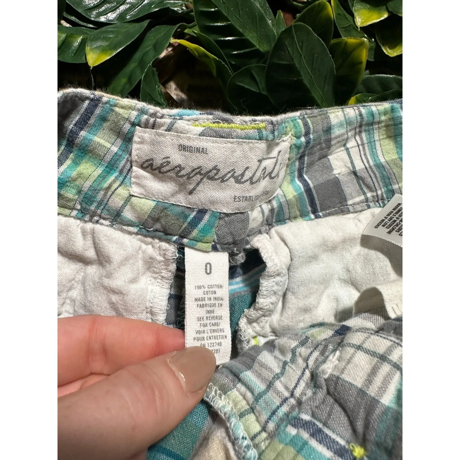 y2k aeropostale blue patchwork shorts size 0 - Image 3