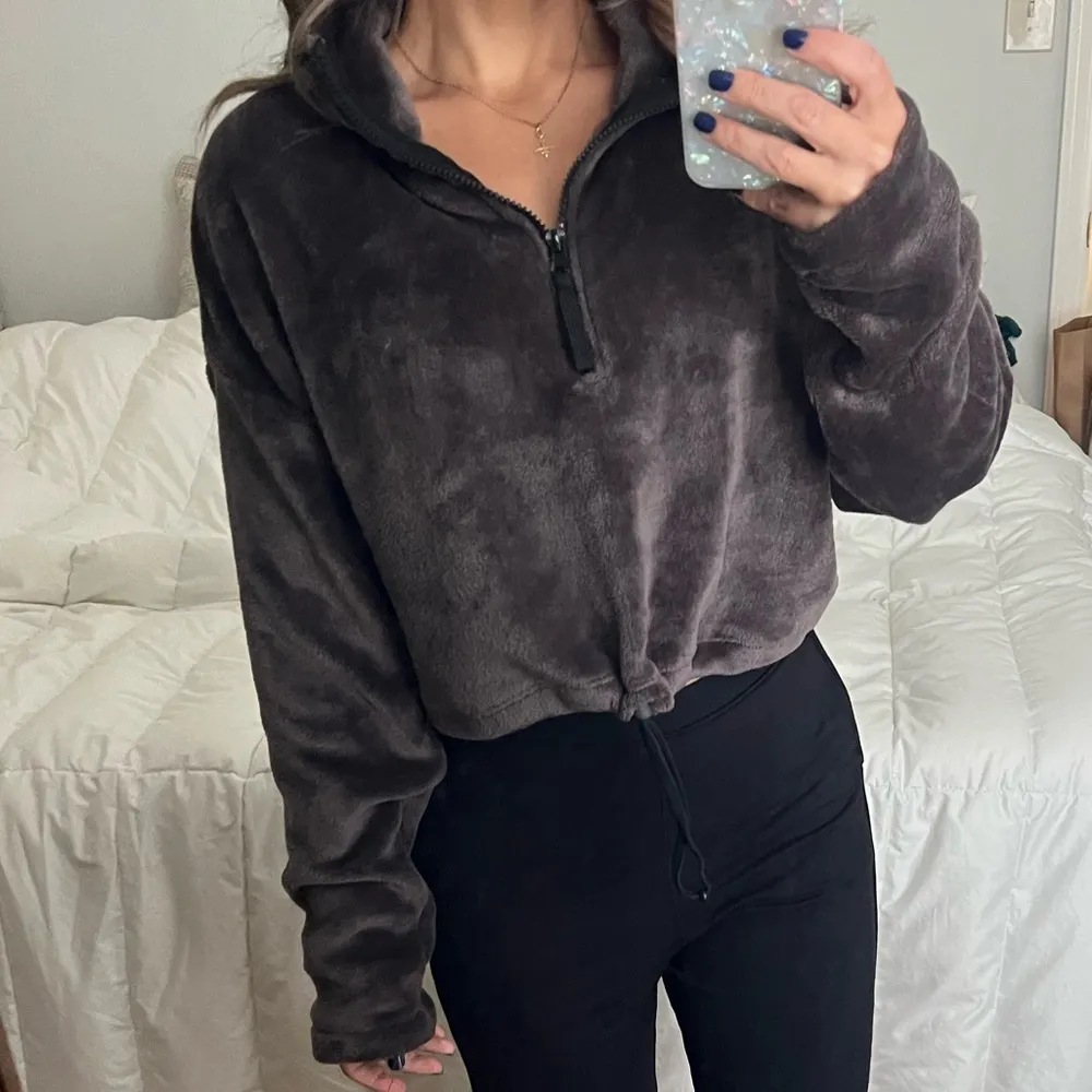 Urban Outfitters Angela Fleece cropped quarter half zip gray s uo - Image 10