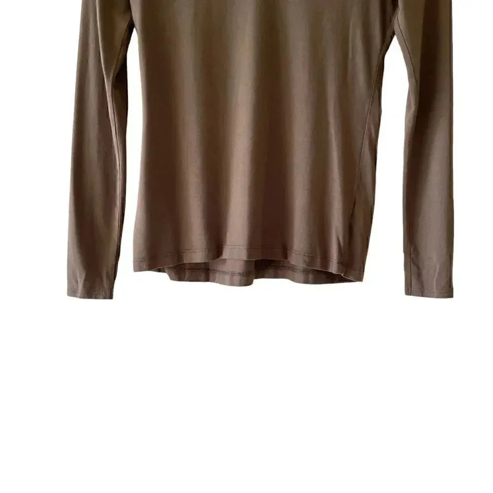 Willie Smith Modal Brown Long Sleeves V-Neck Essential Women’s Tee SZ XS - Image 3