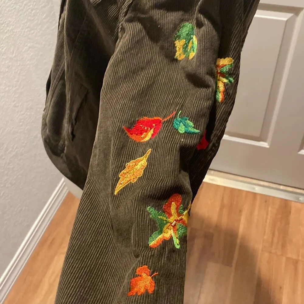 The Quacker Factory Autumn Corduroy Button Jacket Beaded Embroidered NWT Sz M - Image 4