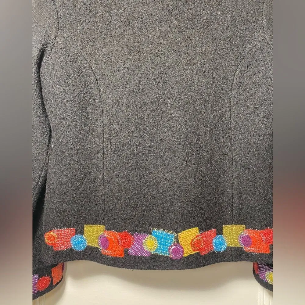 Icelandic Design | Wool Embroidered Button Down Jacket Black Multicolor Small - Image 9