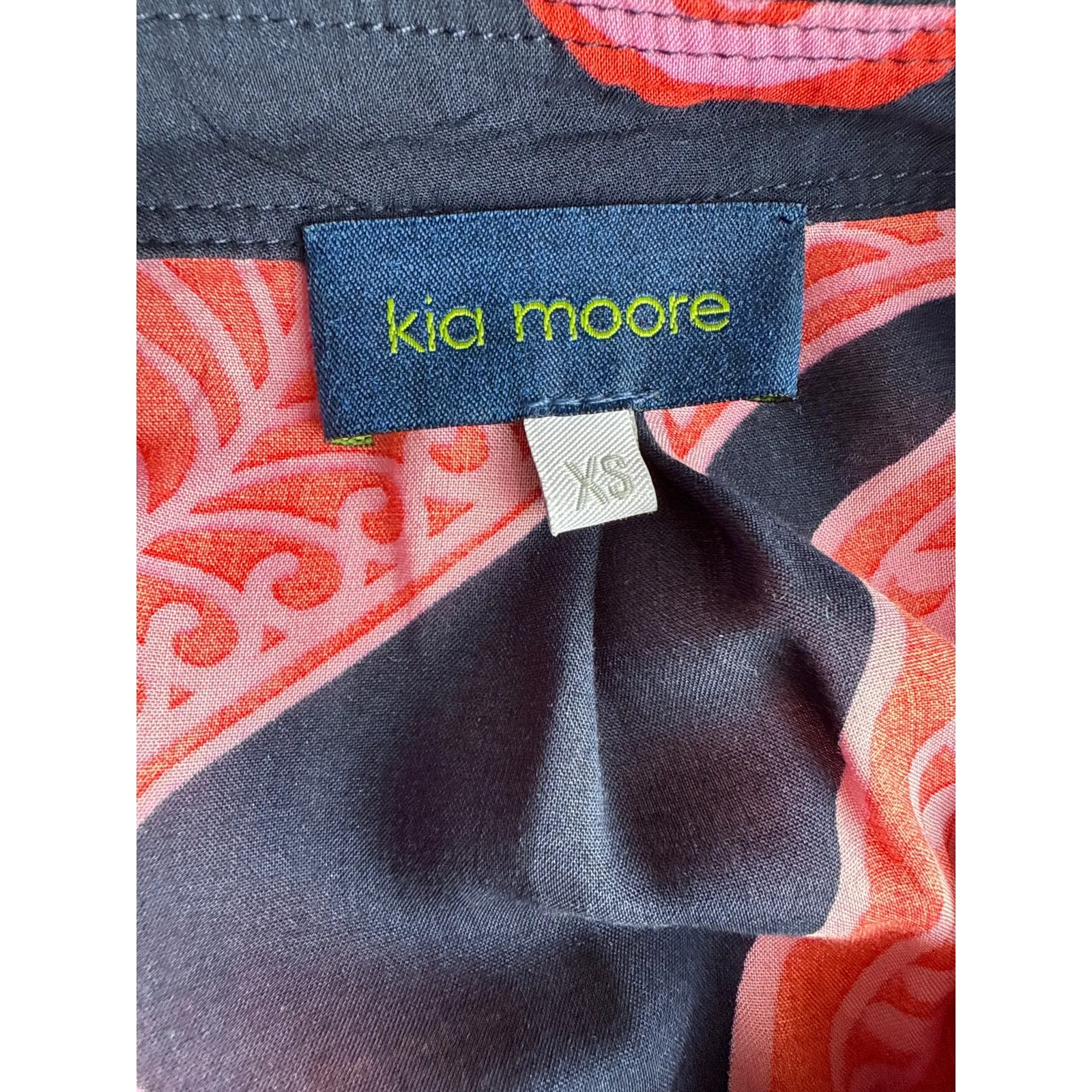 Kia Moore Buttondown Shirt Midi Dress in Bright Pink Paisley Size XS XSmall Blue - Image 5