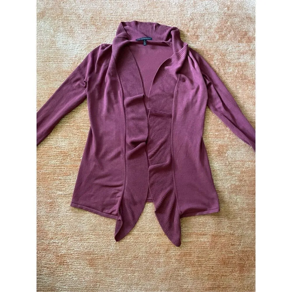 White House Black Market  Open Front cardigan. Burgundy - Image 3