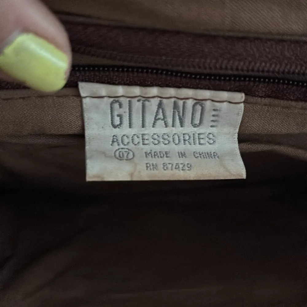 Vintage Gitano Elegant Brown Leather Shoulder Bag KISS Lock Multi Compartment - Image 5