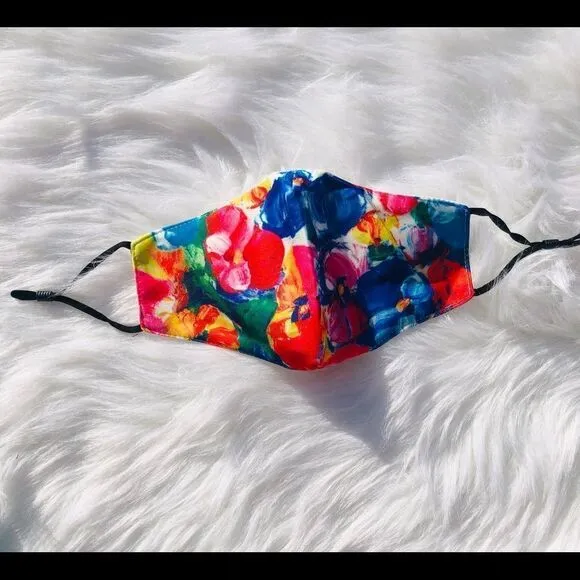 Brand New Multi Colored‎ Floral Face Mask For Teens & Women (Face Covering) Blue - Image 3