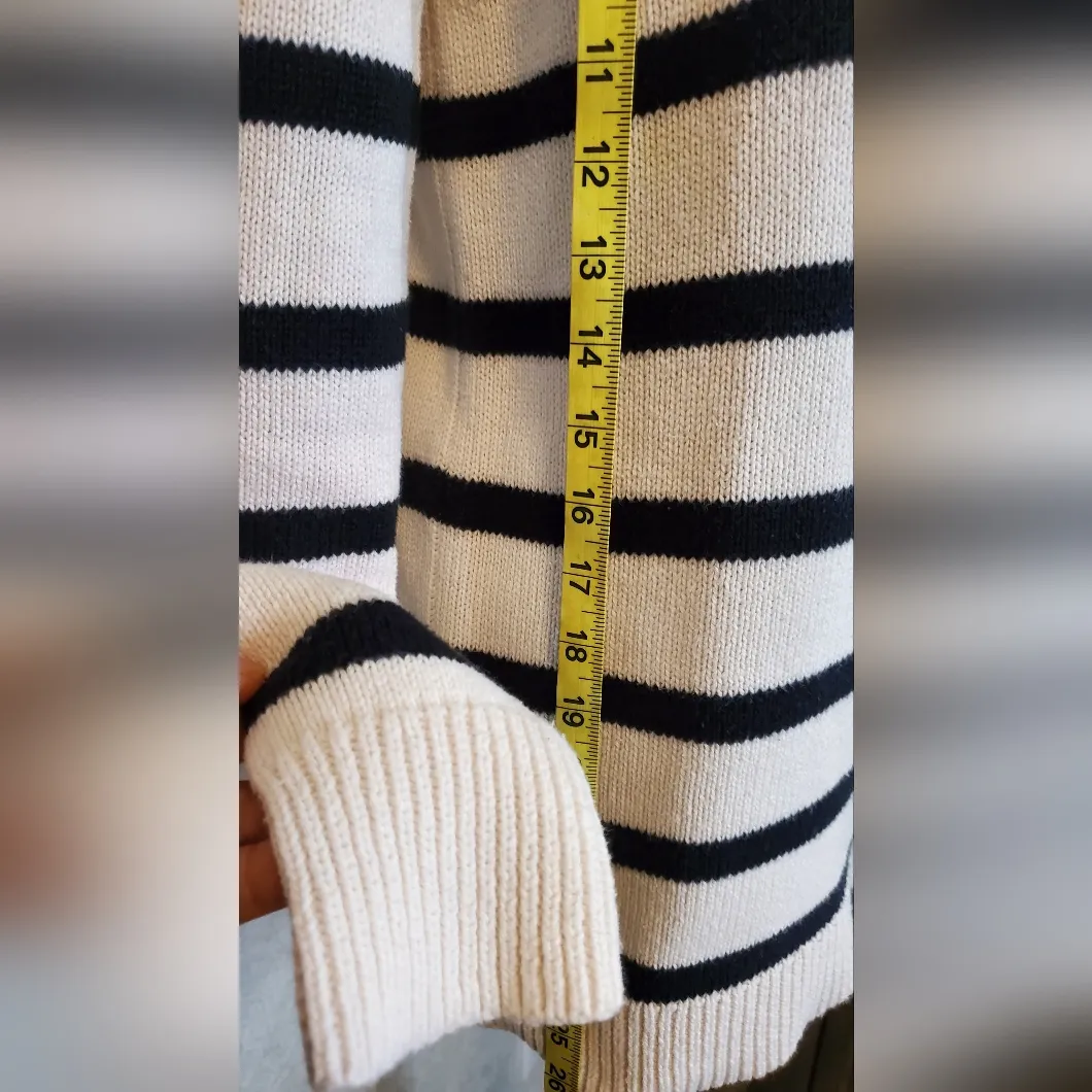 Market & Spruce Black and White Striped Sweaterack Size:S - Image 5