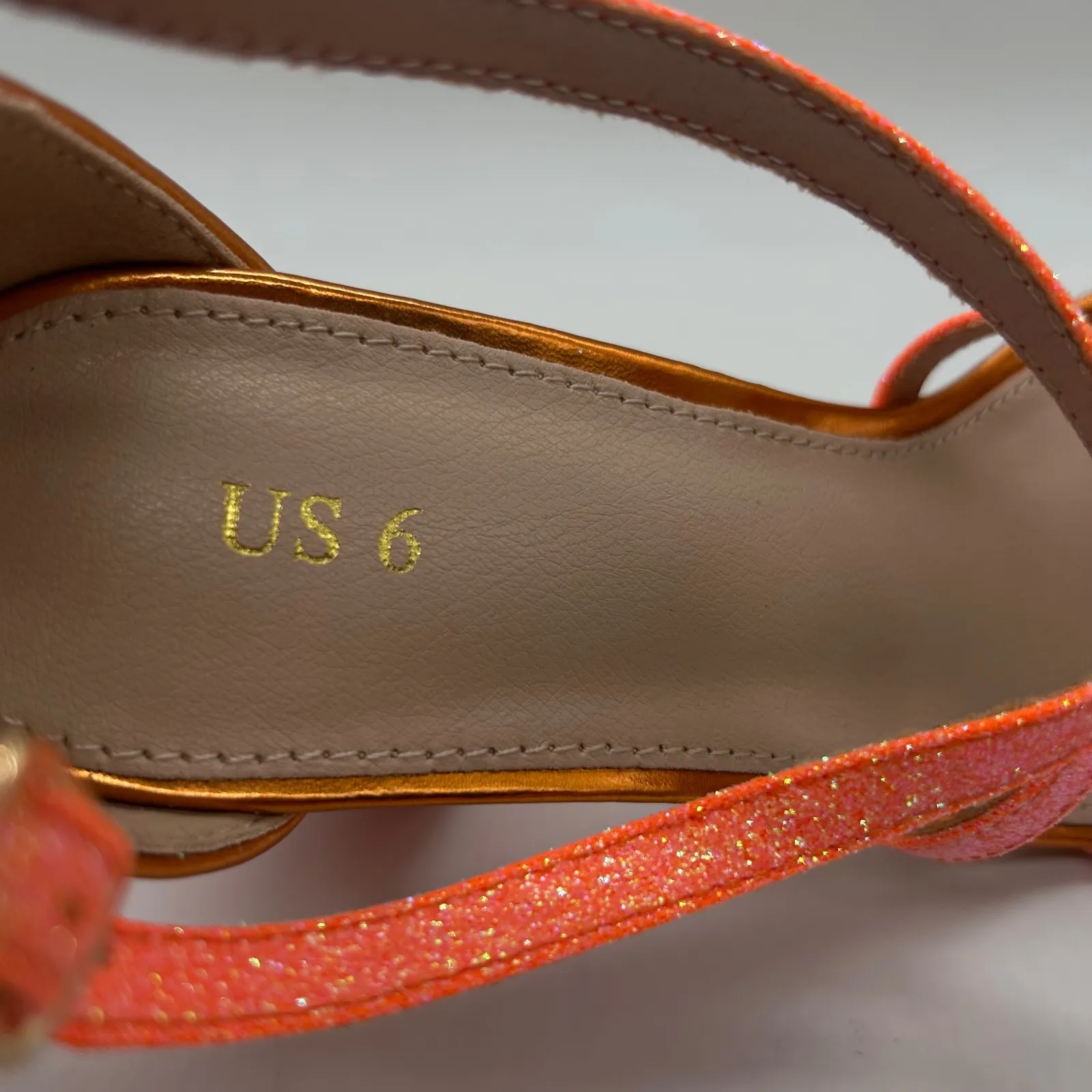 Allegra K Heeled Sandals Womens 6 Glitter Orange Strappy Criss Cross Ankle Strap - Image 9