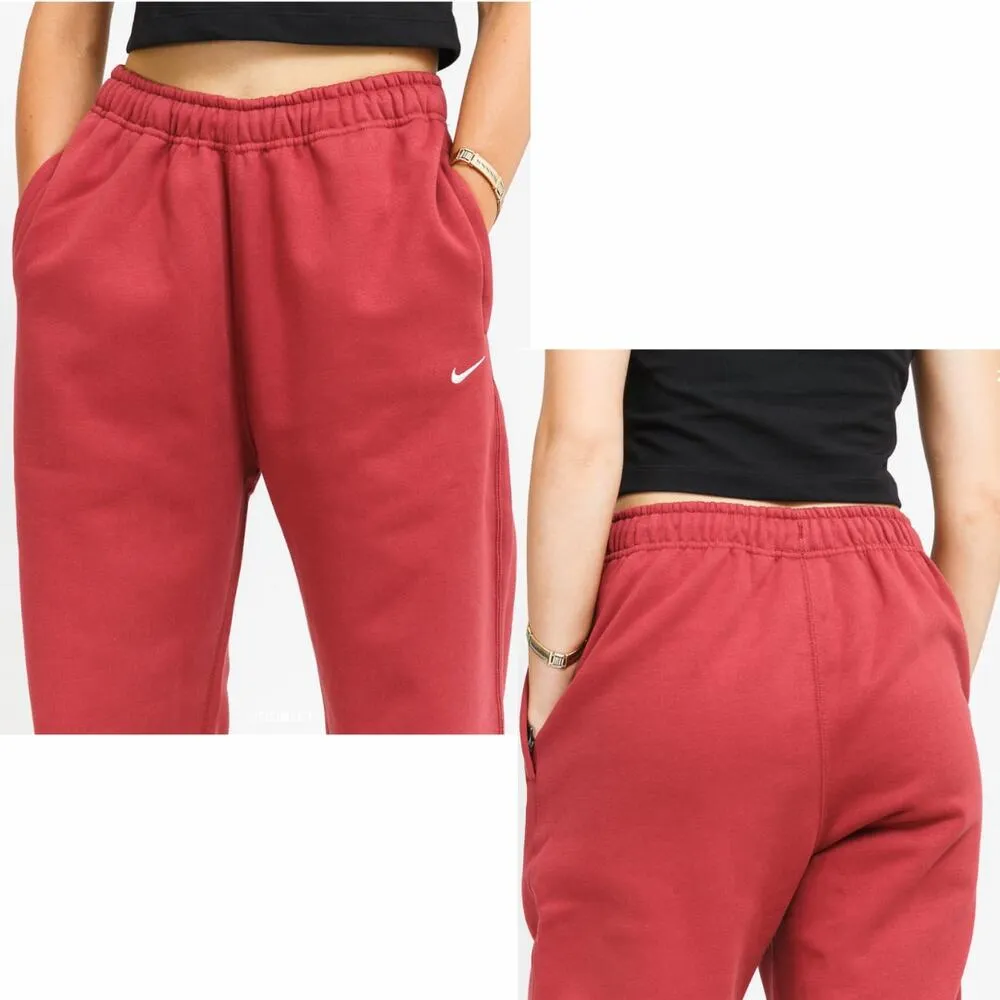 NEW Nike Womens NikeLab Solo Swoosh Fleece Relaxed Pant Cedar Red Large Y2K - Image 4