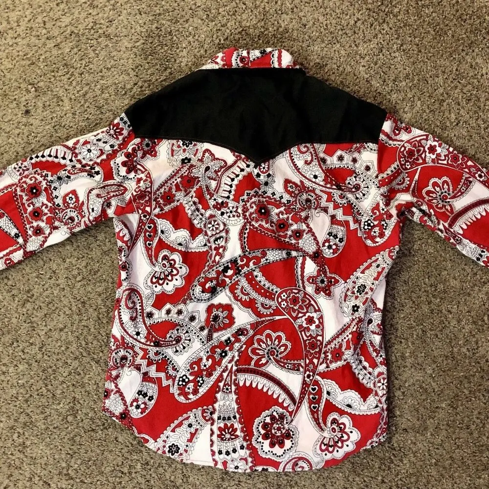 Vintage Handmade Square Dance Outfit Matching Mens Womens Used 2 Piece Red Black - Image 12