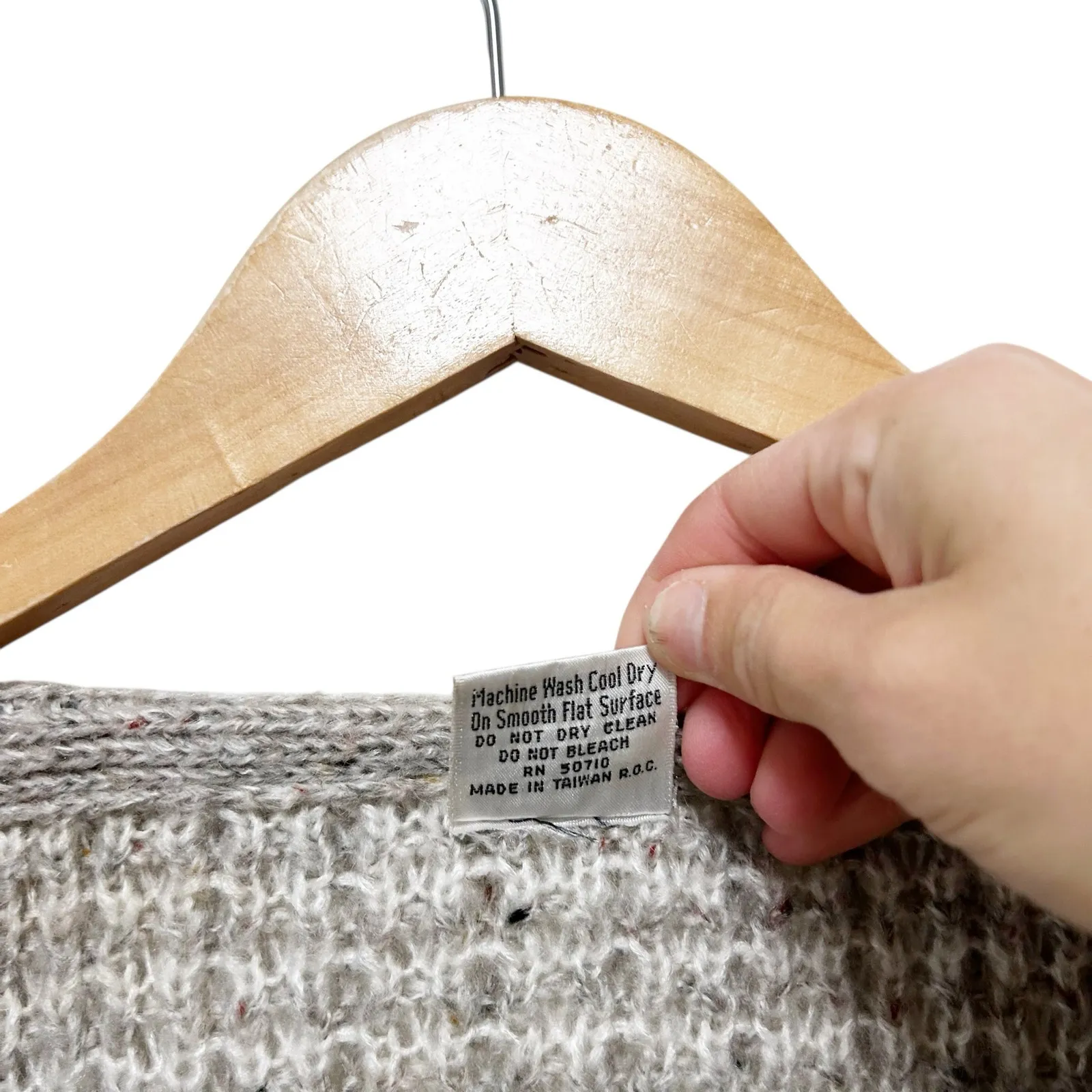 Vintage Ades of California Knit Wool Blend Cardigan Sz M Tan Size M - Image 3