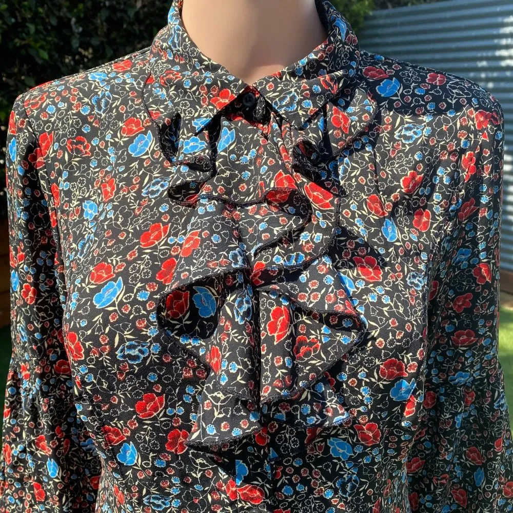 UO Free People Floral Ruffle Button Front Blouse - Image 3