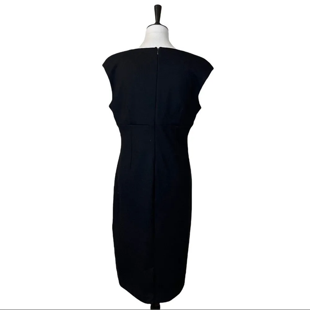 Adrienne Vittadini Square Neck Cap Sleeve Sheath Ponte Knit Dress Black New 12 - Image 4