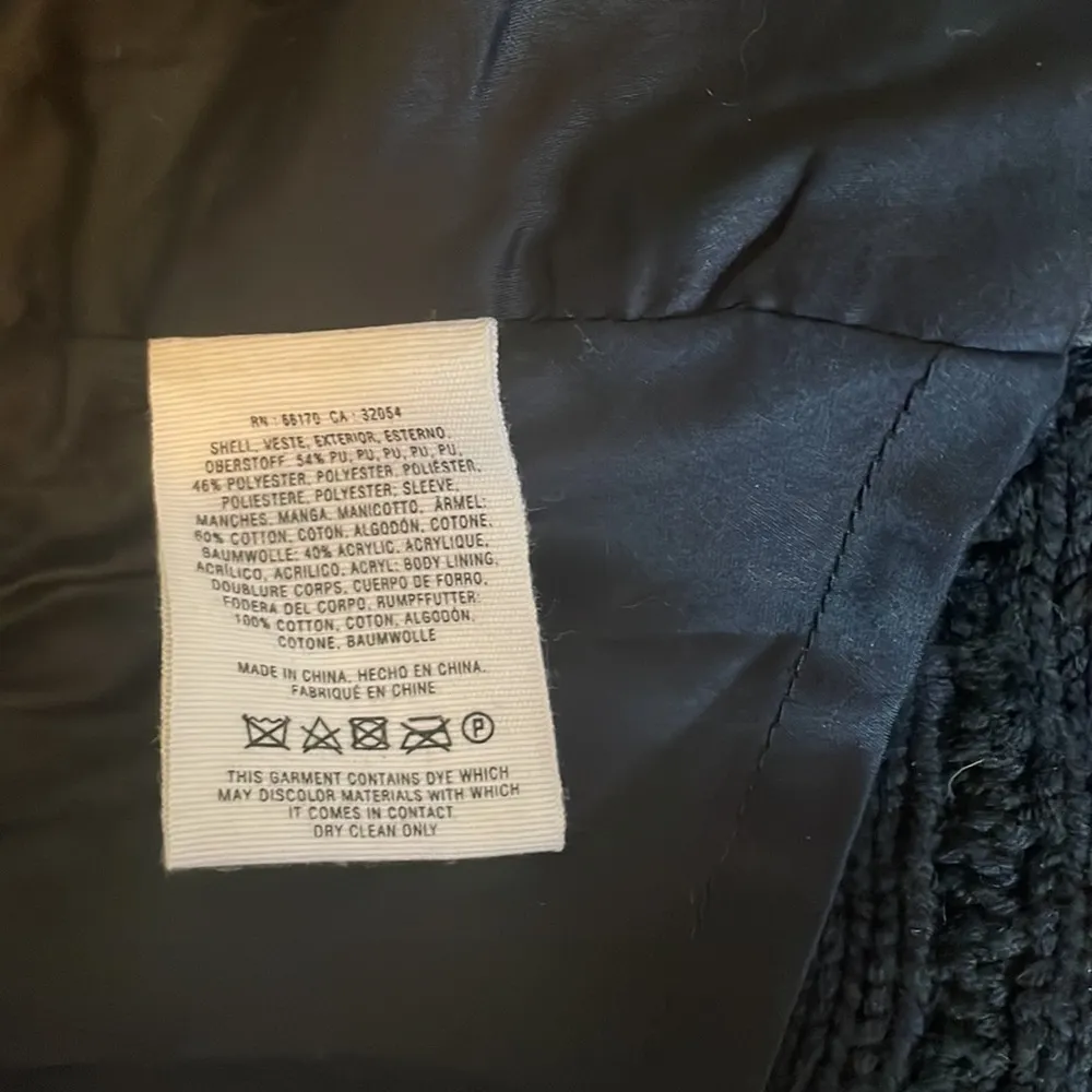 ANTHRO Elevenses Black Hiroumi Vegan Leather Cable Knit Slv Moto Jacket EUC XS - Image 6