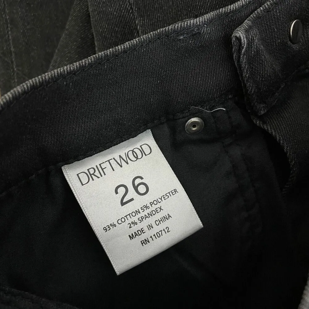 Driftwood Amelia Straight Crop 26 Black Jeans Denim Studded Womens Raw Hem Split - Image 9