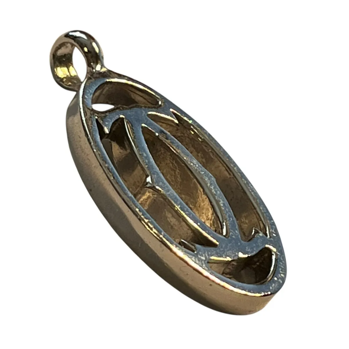 Cartier 2C Logo Pendant Charm Silver Tone Necklace Top Vintage Unisex - Image 5