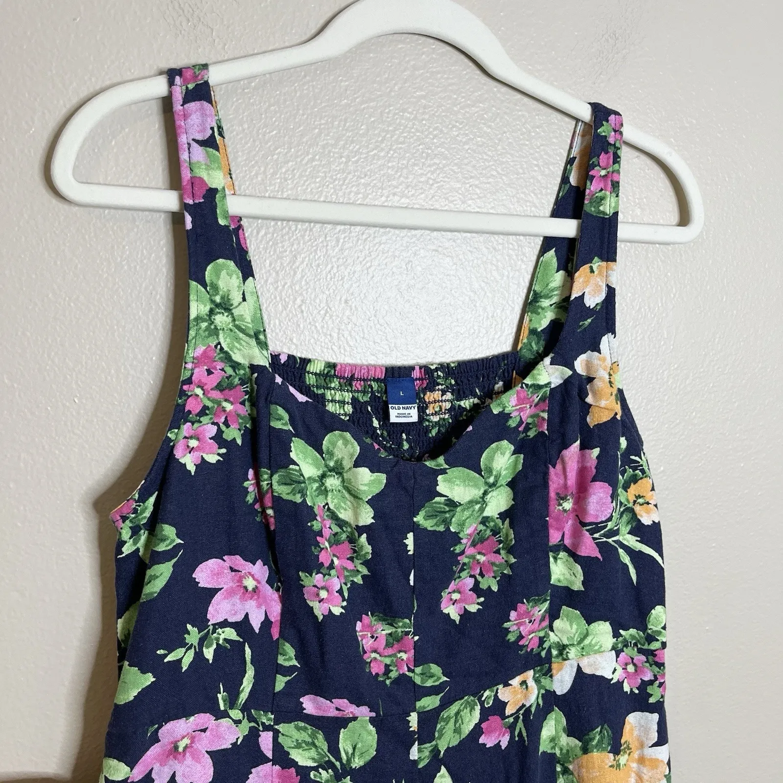 old navy fit and flare dress large Floral Dark Midi Linen Wedding Coquette Girly - Image 3