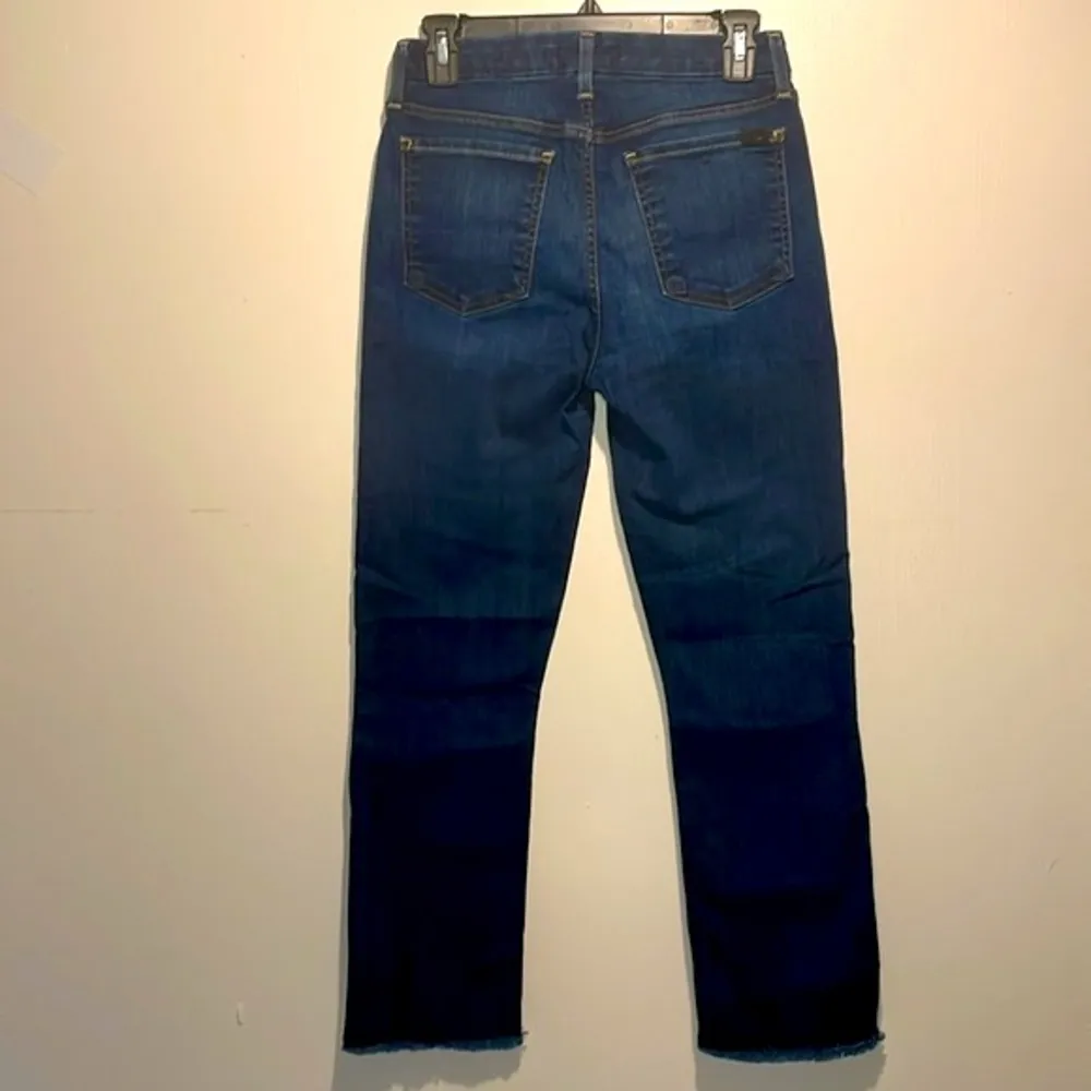 7 For All Mankind- Jen 7 Embellished Hem Straight Crop Jeans Dark Hudson Blue 4 - Image 3