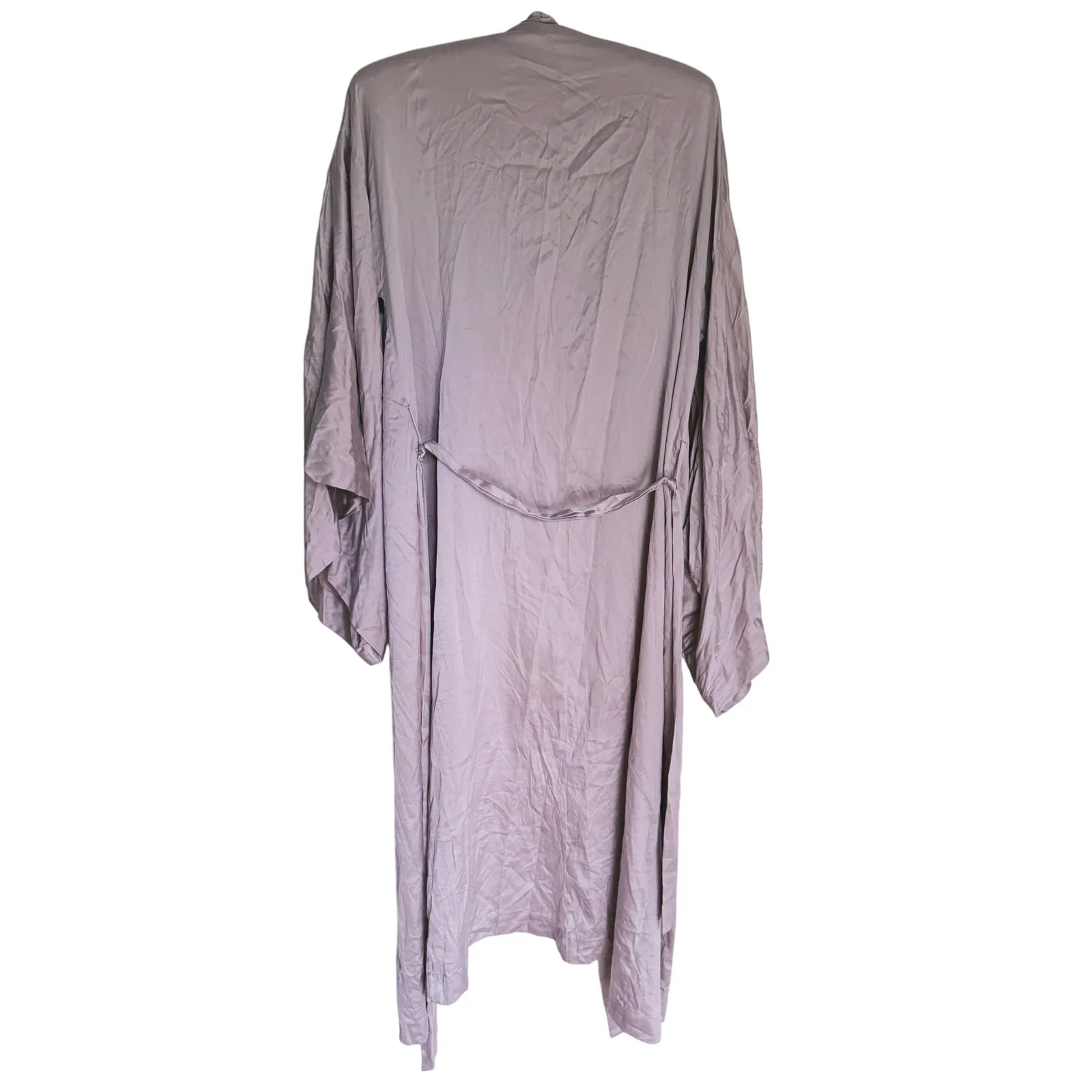 NWT Zara Quiet Luxury Silk Kimono Robe Dressing Gown Small Taupe Elegant Minimal - Image 4