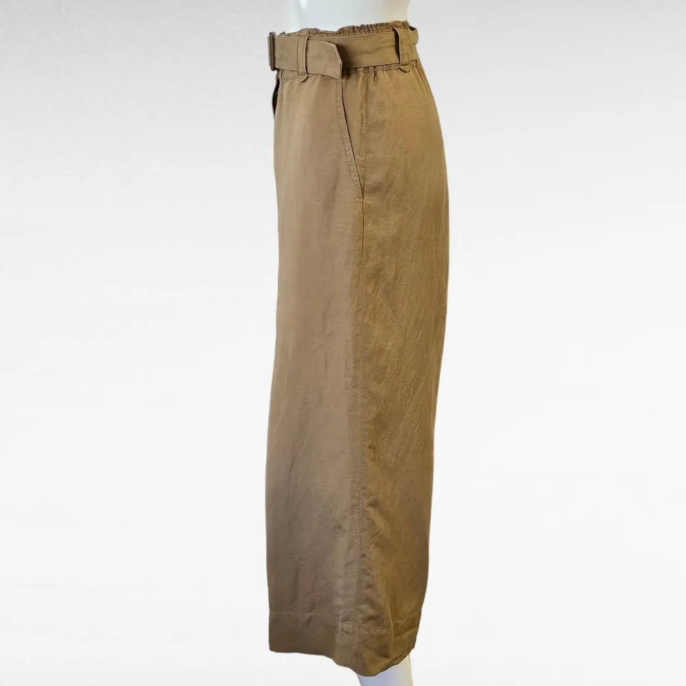 Nic + Zoe Tan Belted Wide Leg Cropped Linen Blend Pants Size 8 - Image 2