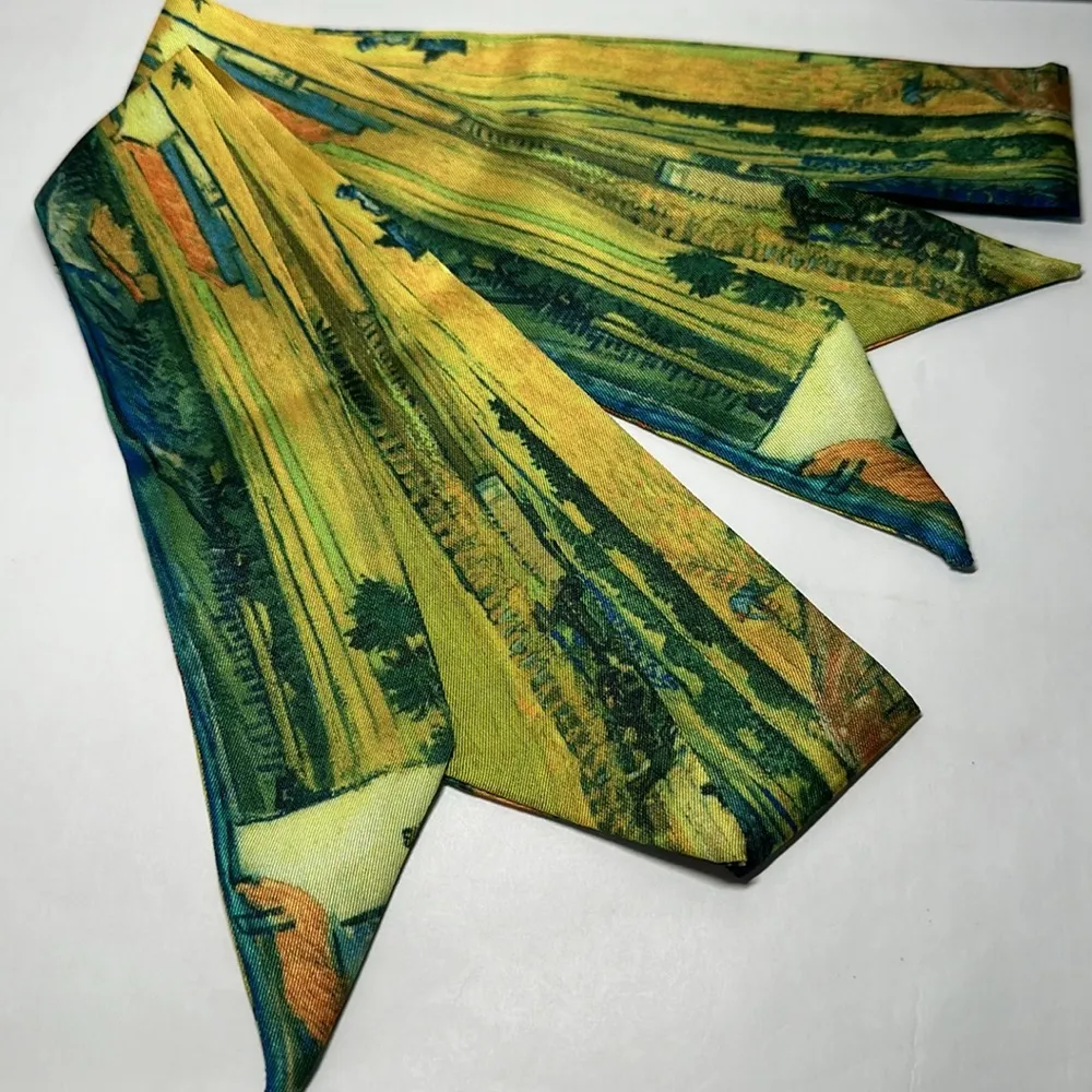 Two Van Gogh Oil Painting Thin Scarves / Hair Bands / Scarves - Image 2