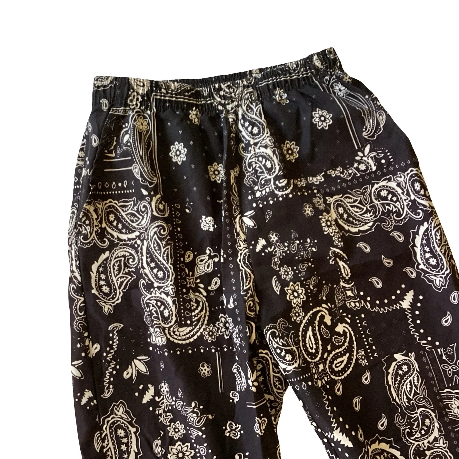 Paisley Print Lightweight Jogger Pants Black - Image 2