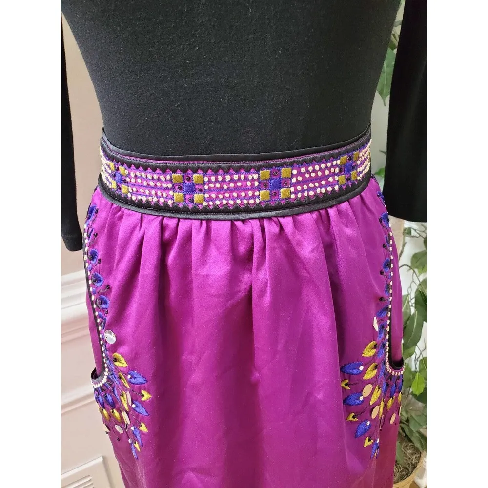 Phoebe Couture Black Pink High Neck Long Sleeve Silk Knee Length Dress Size 2 - Image 4