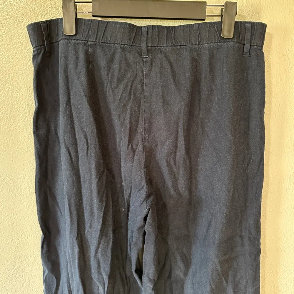 J.Jill Linen Blend Wide Leg Crop Pants Stretch Pull On Casual Womens Size Medium Blue - Image 5