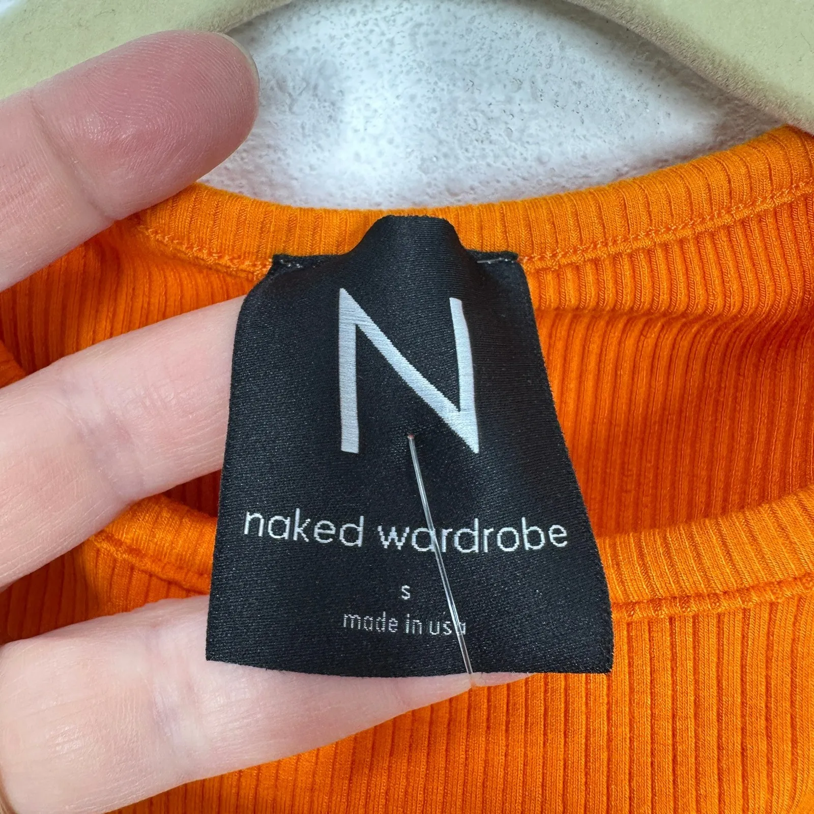 Naked Wardrobe Ribbed Crop Tank Top Orange Racerback Sleeveless Size S - Image 4