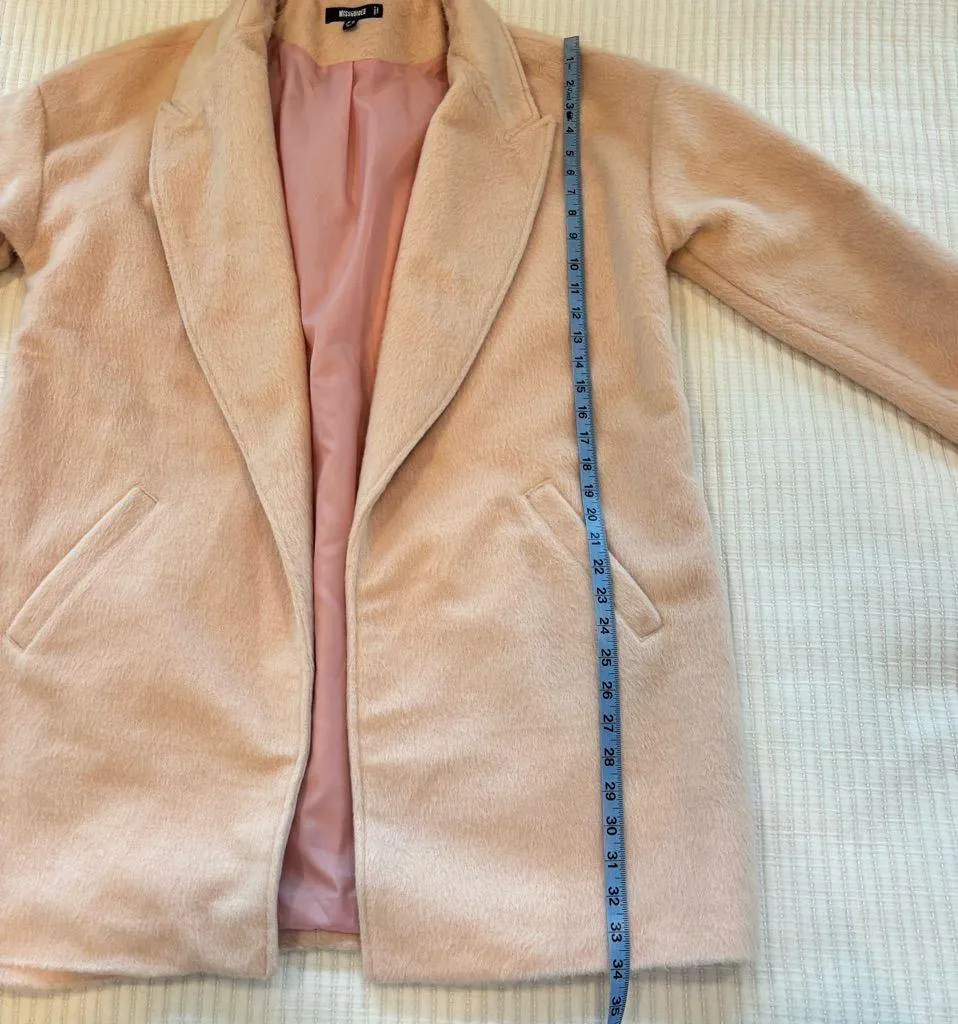 Missguided Drop Shoulder Light Pink Faux Fur Formal Women's Coat US Size 6 - Image 10