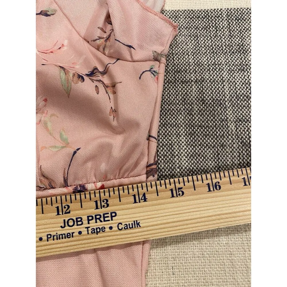 Caution To The Wind Pink Floral Empire Waist Dress Size Medium - Image 5