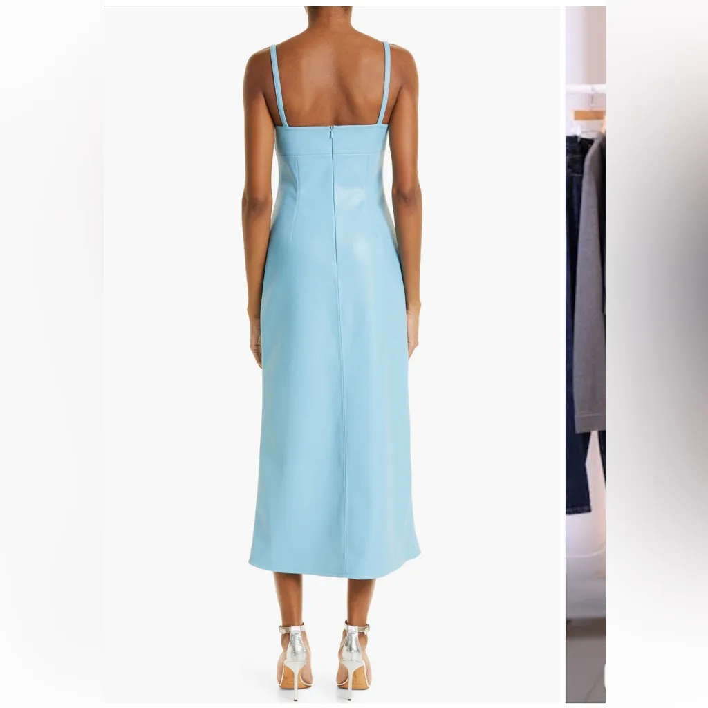 ALEXIS Camellia Blue Faux Leather Midi Dress size M - Image 6