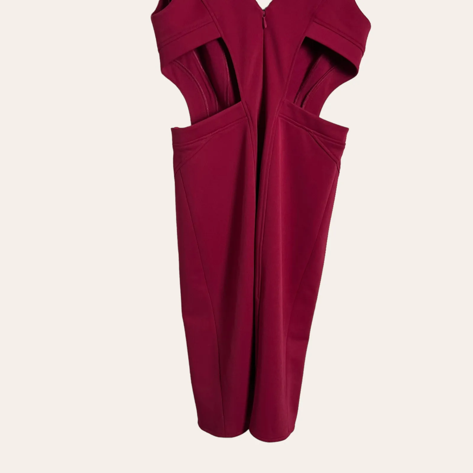 Zac Posen Berry Red Cutout Sleeveless Cocktail Knee Length Sheath Dress Size 6 - Image 8