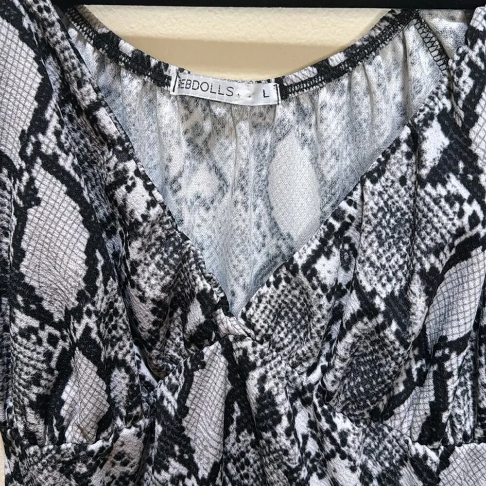 Rebdolls Snake Print Babydoll Long Sleeve Dress Size L - Image 6