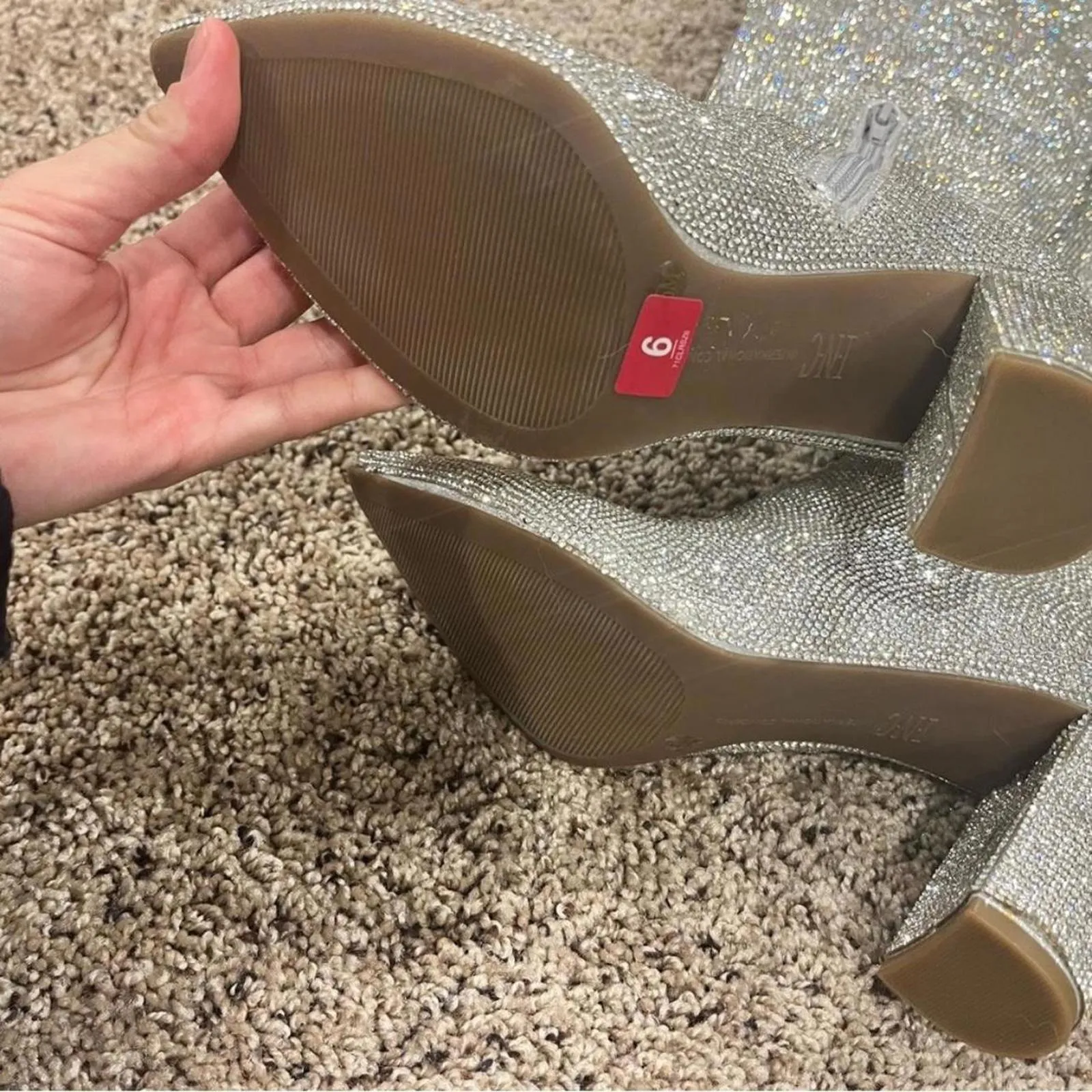 INC Phebe Rhinestone Over The Knee Boots Silver Size 6 - Image 8