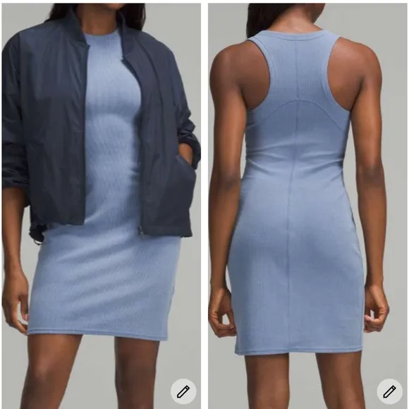 Lululemon Ribbed Softstreme Slim-Fit Tank Dress Oasis Blue Size 10 NWT - Image 2