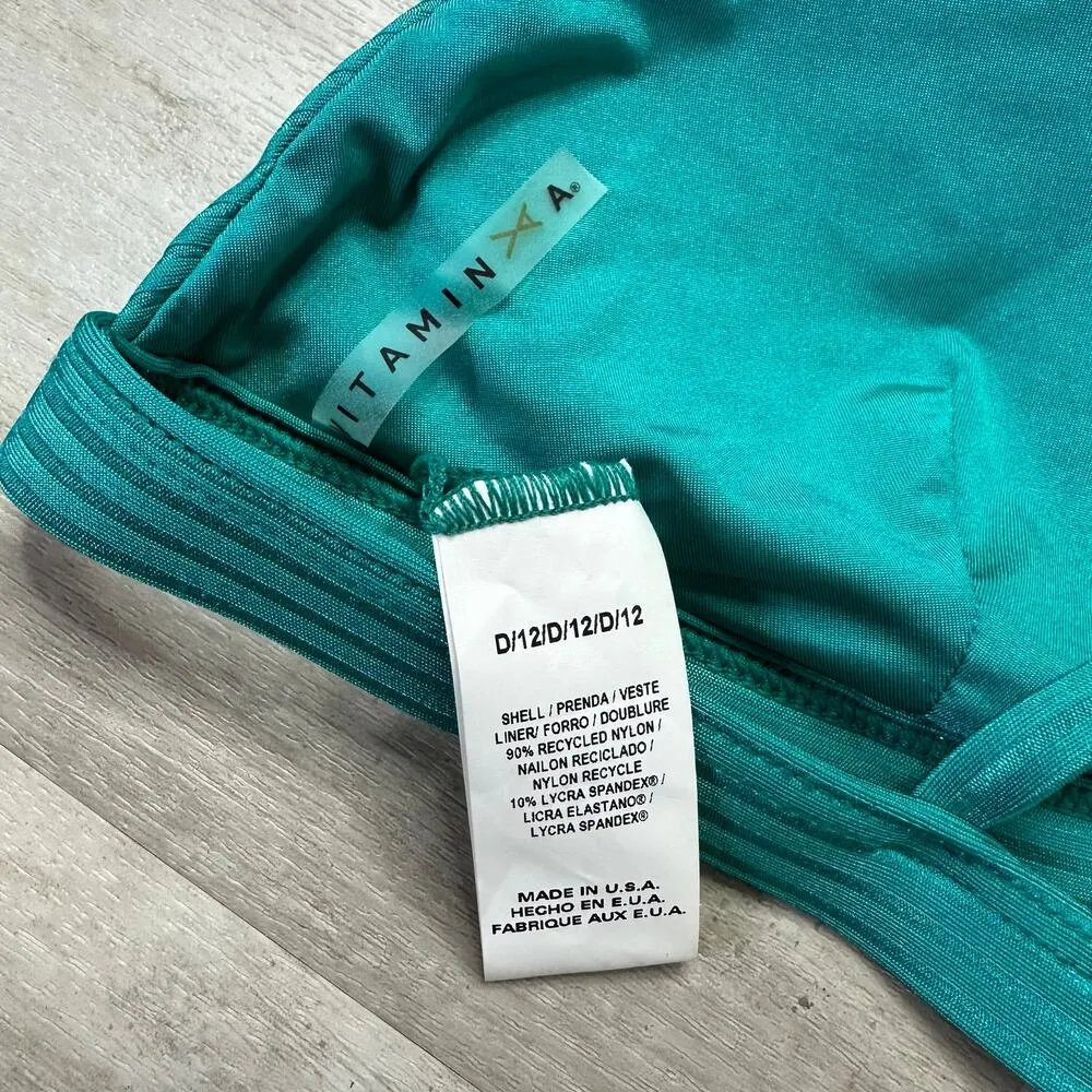 NEW Vitamin A Swim Moss Bikini Top in Turquoise Shimmer EcoRib size XL - Image 4
