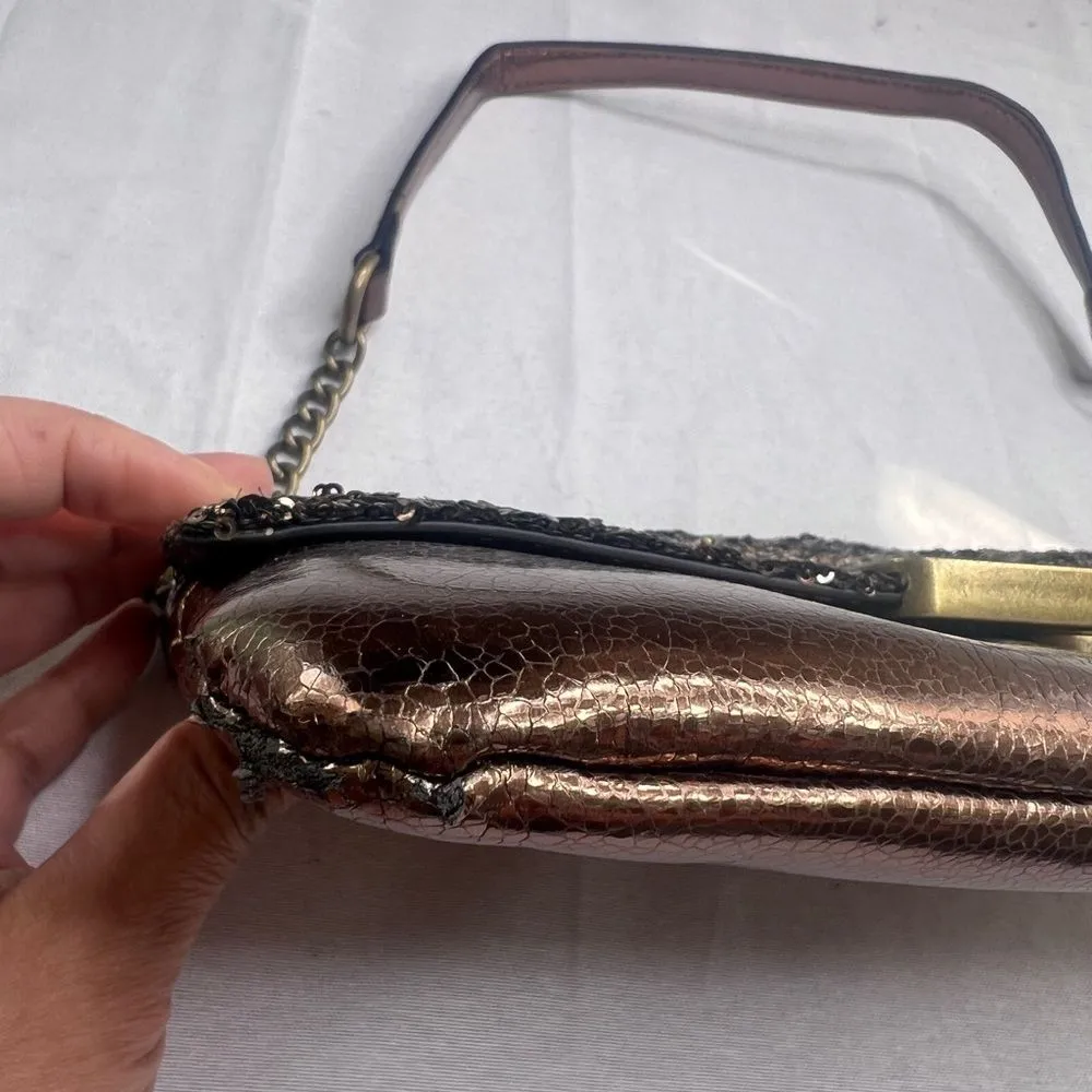 Simply Vera Metallic Bronze/Sequin Clutch/Shoulder Bag - Image 10